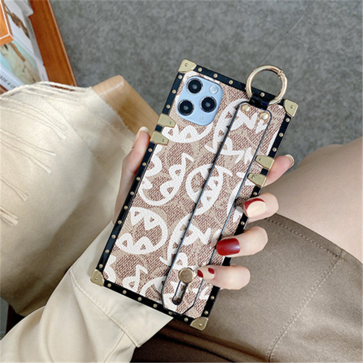 Fashion Square Leather Case for Iphone with Band Stand